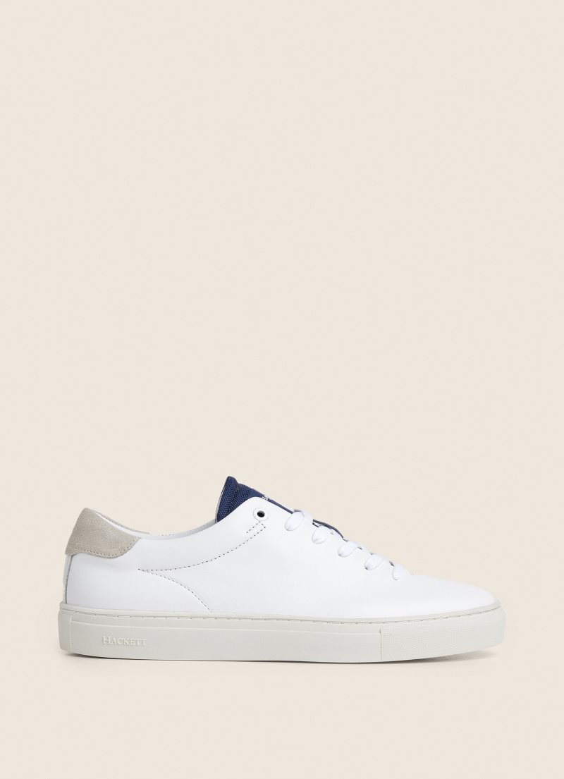 Hackett Klassiska Läder Sneakers Träningsskor Herr Vita | FMSARI-925