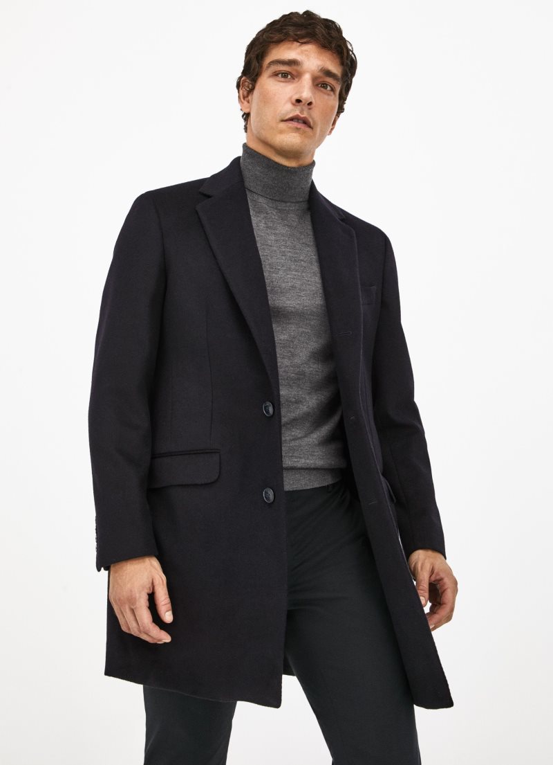 Hackett Klassiska Ull Cashmere Overcoat Jacka Herr Marinblå | UKDANL-583