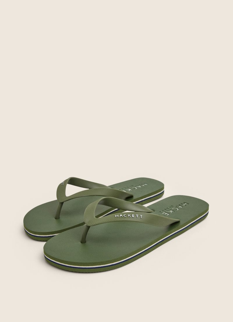 Hackett Logo Flip Flop Herr Khaki Gröna | PBVDMG-456