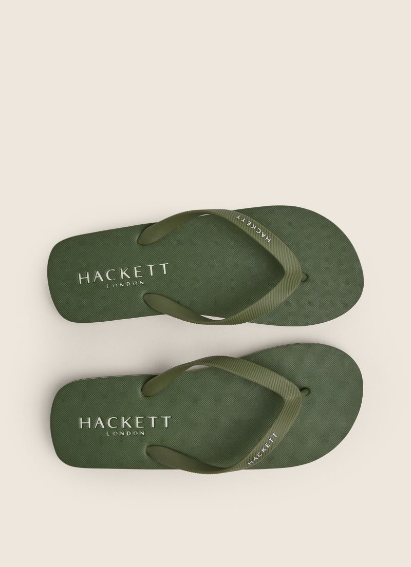 Hackett Logo Flip Flop Herr Khaki Gröna | PBVDMG-456