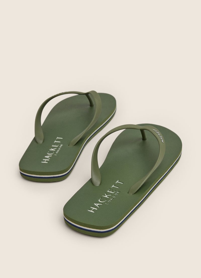 Hackett Logo Flip Flop Herr Khaki Gröna | PBVDMG-456