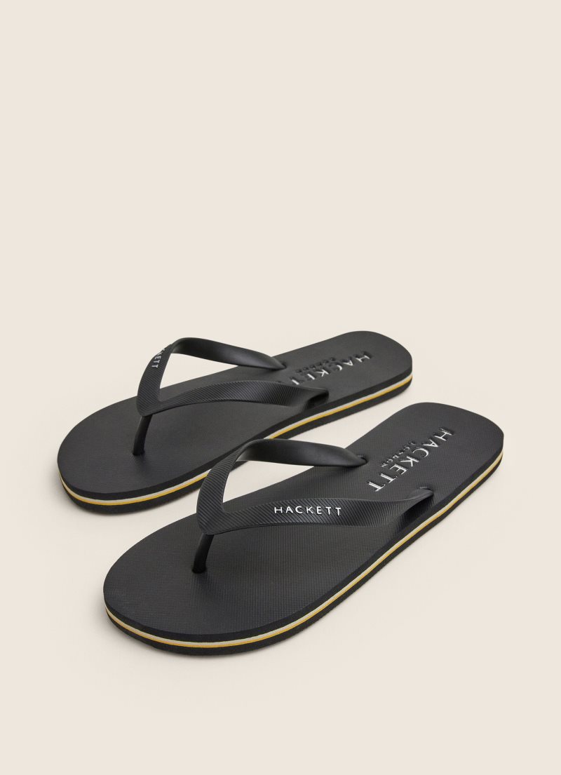 Hackett Logo Flip Flop Herr Svarta | HZVJXO-617