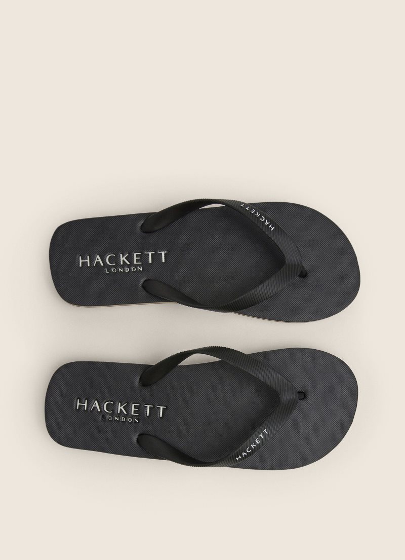 Hackett Logo Flip Flop Herr Svarta | HZVJXO-617