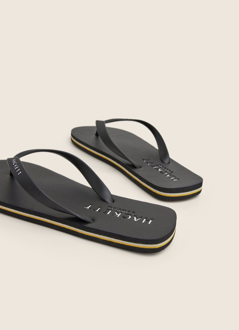 Hackett Logo Flip Flop Herr Svarta | HZVJXO-617