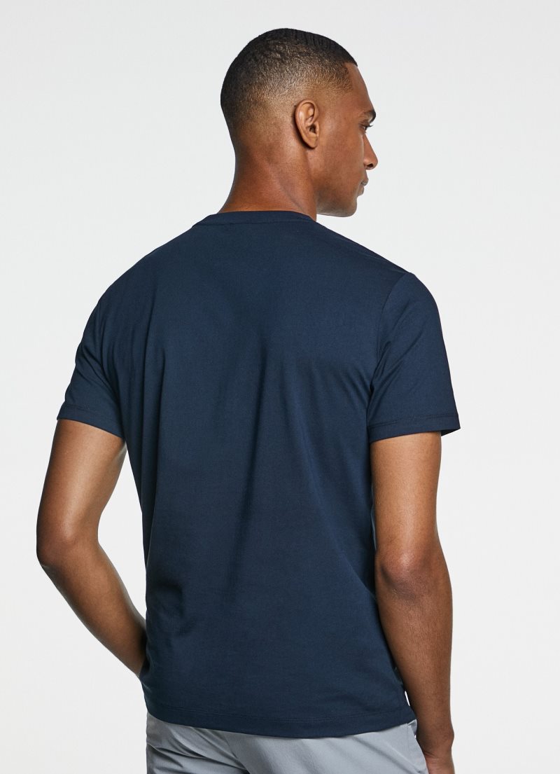 Hackett Logo Printed T-shirt Herr Marinblå | MNPDBJ-215