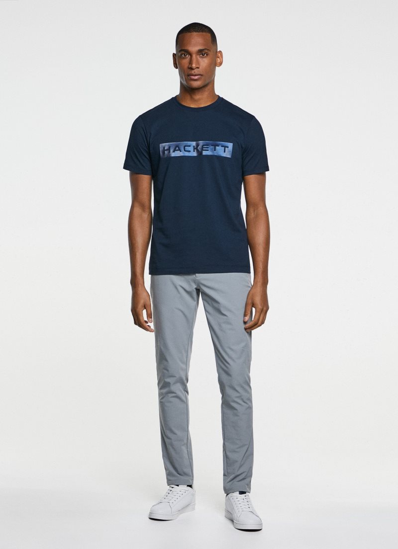 Hackett Logo Printed T-shirt Herr Marinblå | MNPDBJ-215