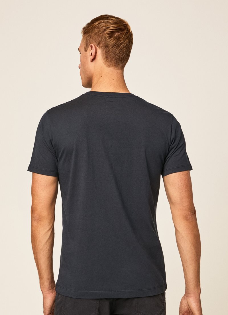 Hackett Logo Printed T-shirt Herr Marinblå | QCLGYJ-728