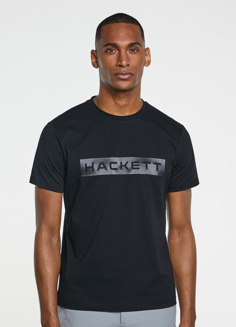 Hackett Logo Printed T-shirt Herr Svarta | YVJGNQ-243