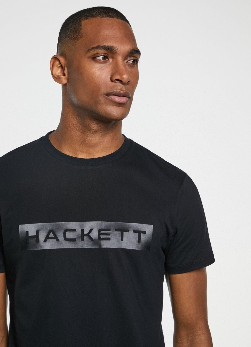 Hackett Logo Printed T-shirt Herr Svarta | YVJGNQ-243