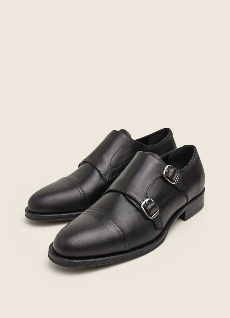 Hackett Läder Double Monk Formal shoes Herr Svarta | XQHKDE-024