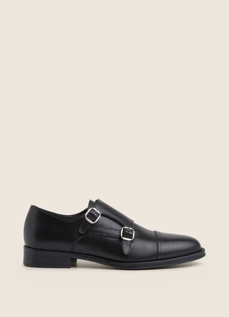 Hackett Läder Double Monk Formal shoes Herr Svarta | XQHKDE-024