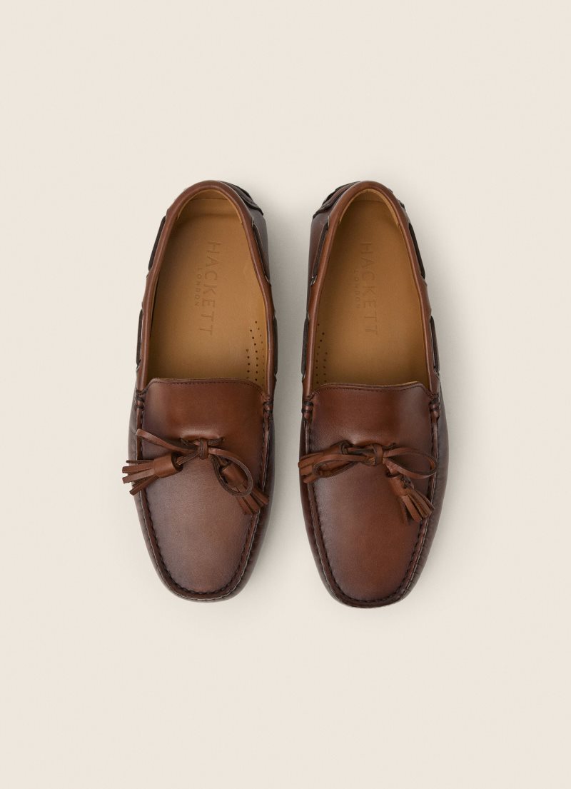 Hackett Läder Driver Loafers Casual Skor Herr Bruna | SXURLA-496