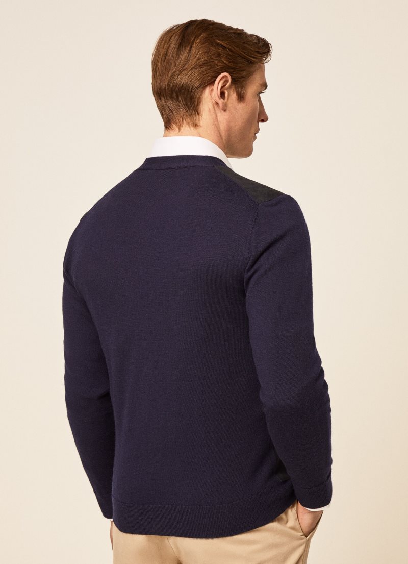 Hackett Merino Ull Cardigan Stickat Herr Marinblå | ZRXAUY-438