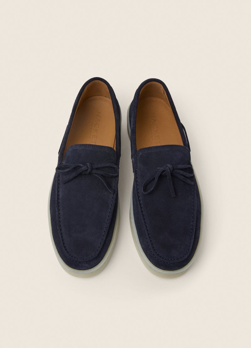 Hackett Mocka Loafers Herr Marinblå | NUIYWL-957