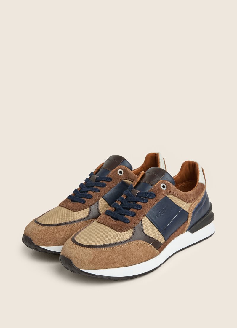 Hackett Mocka-detailed Combined Sneakers Casual Skor Herr Bruna | MCJSKA-196