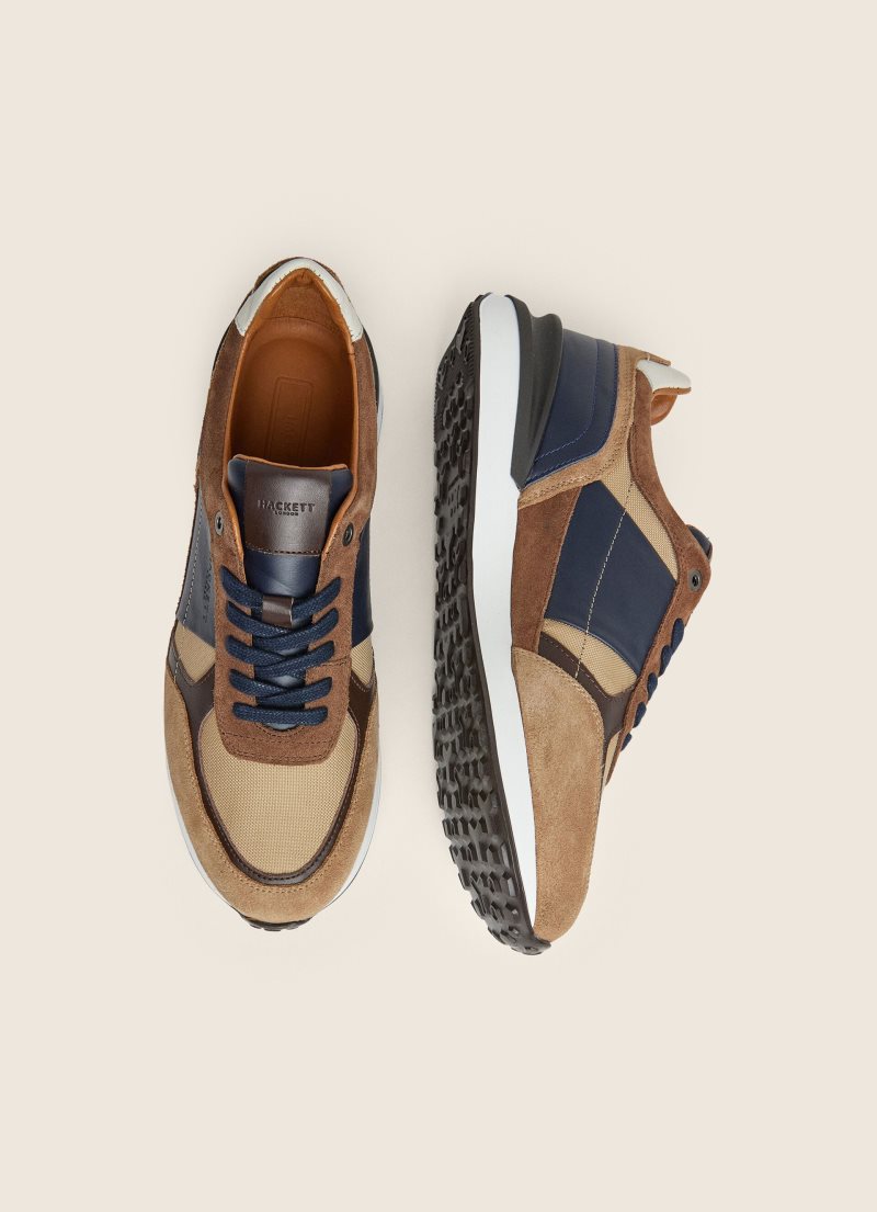 Hackett Mocka-detailed Combined Sneakers Casual Skor Herr Bruna | MCJSKA-196