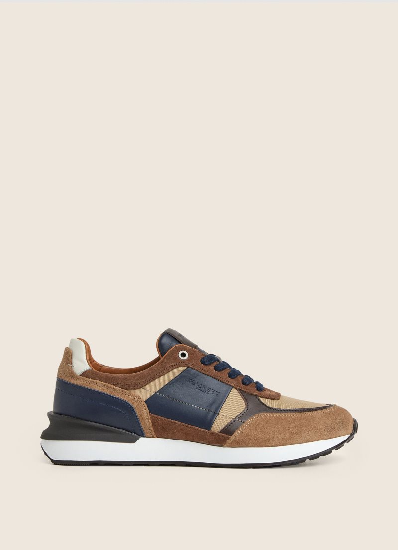 Hackett Mocka-detailed Combined Sneakers Casual Skor Herr Bruna | MCJSKA-196