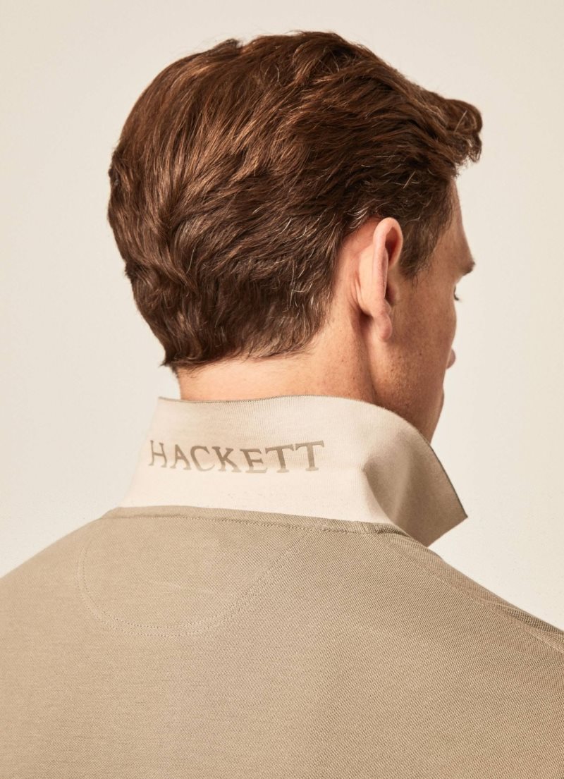 Hackett Pique Korta Sleeve Piketröja Herr Khaki | POIHCX-371