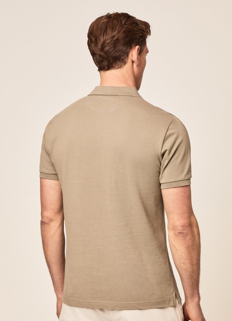 Hackett Pique Korta Sleeve Piketröja Herr Khaki | POIHCX-371