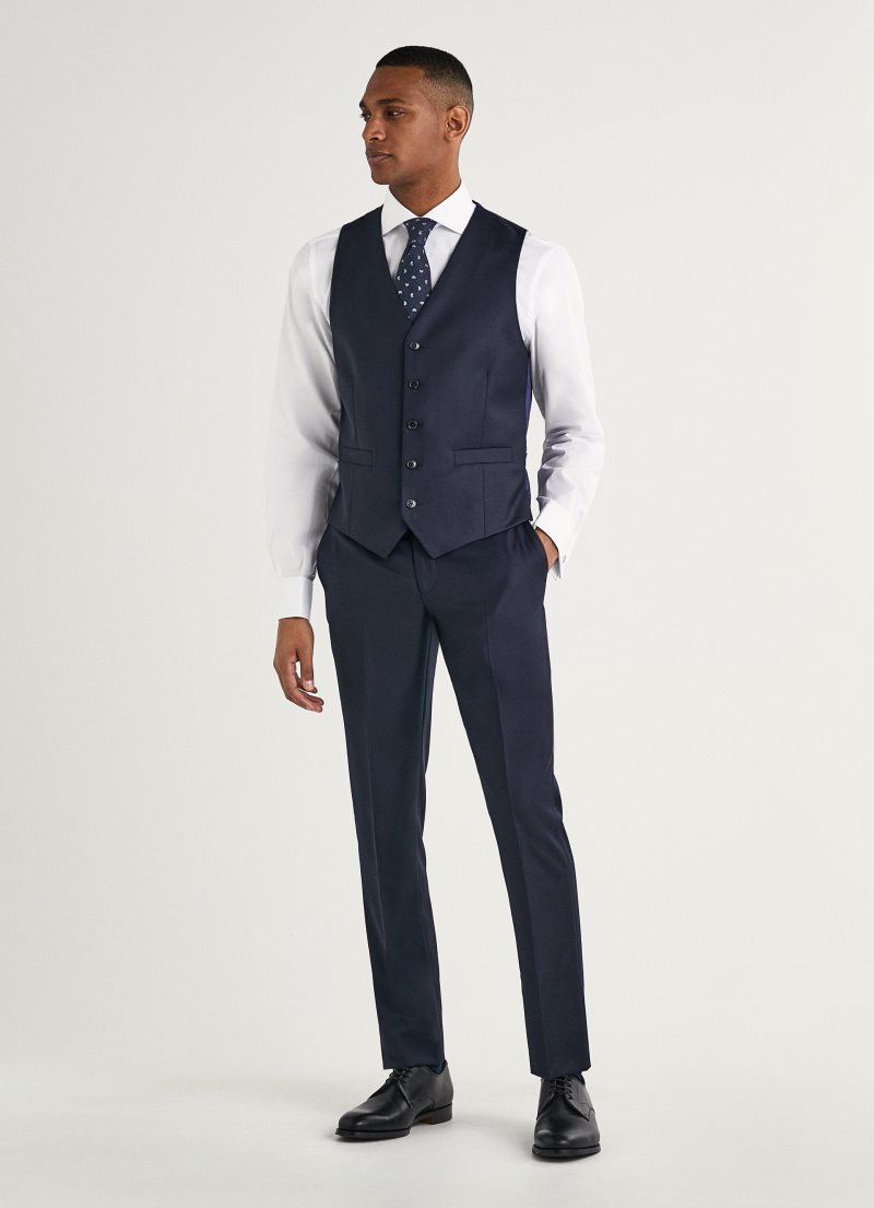 Hackett Plain Ull Trousers Kostymer Herr Marinblå | LNEPSU-635