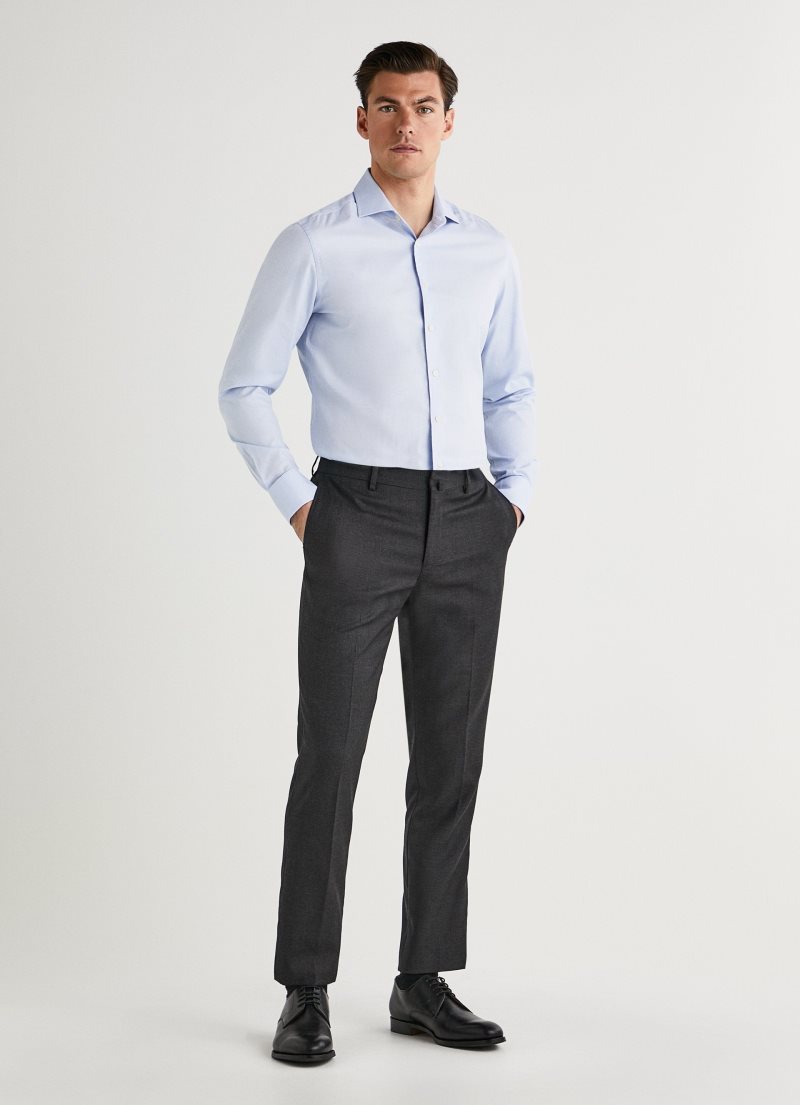 Hackett Plain Ull Trousers Kostymer Herr Grå | PJFVTN-016