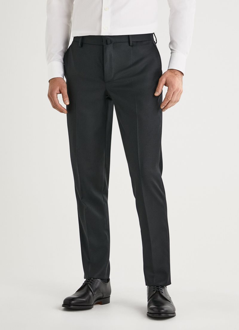 Hackett Plain Ull Trousers Kostymer Herr Svarta | RGLOPA-291