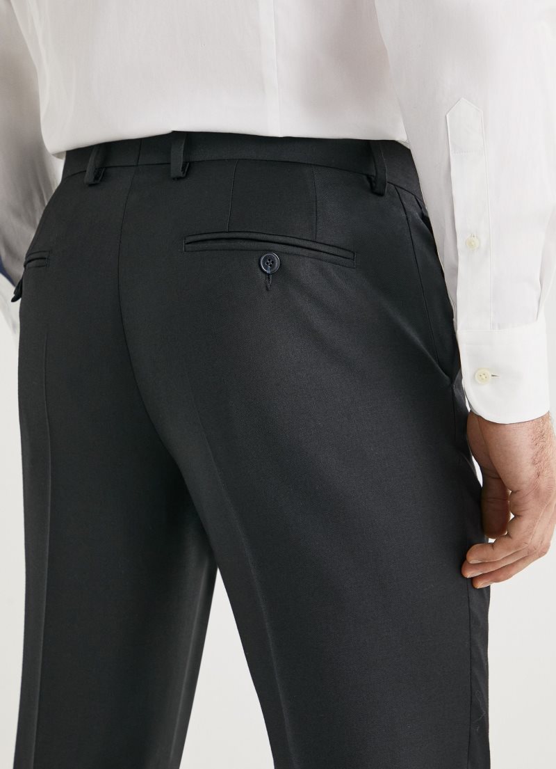 Hackett Plain Ull Trousers Kostymer Herr Svarta | RGLOPA-291