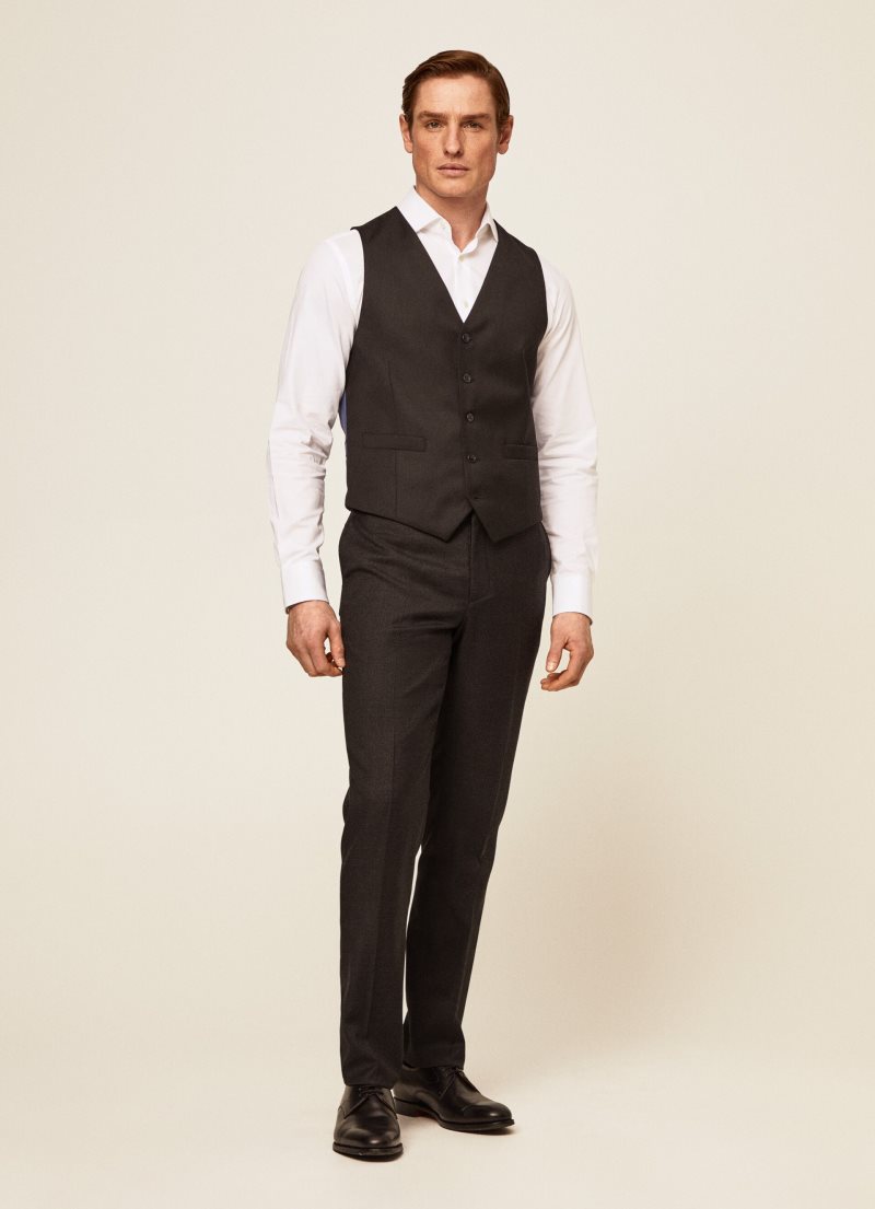 Hackett Plain Ull Waistcoat Kostymer Herr Svarta | DSNPHF-364