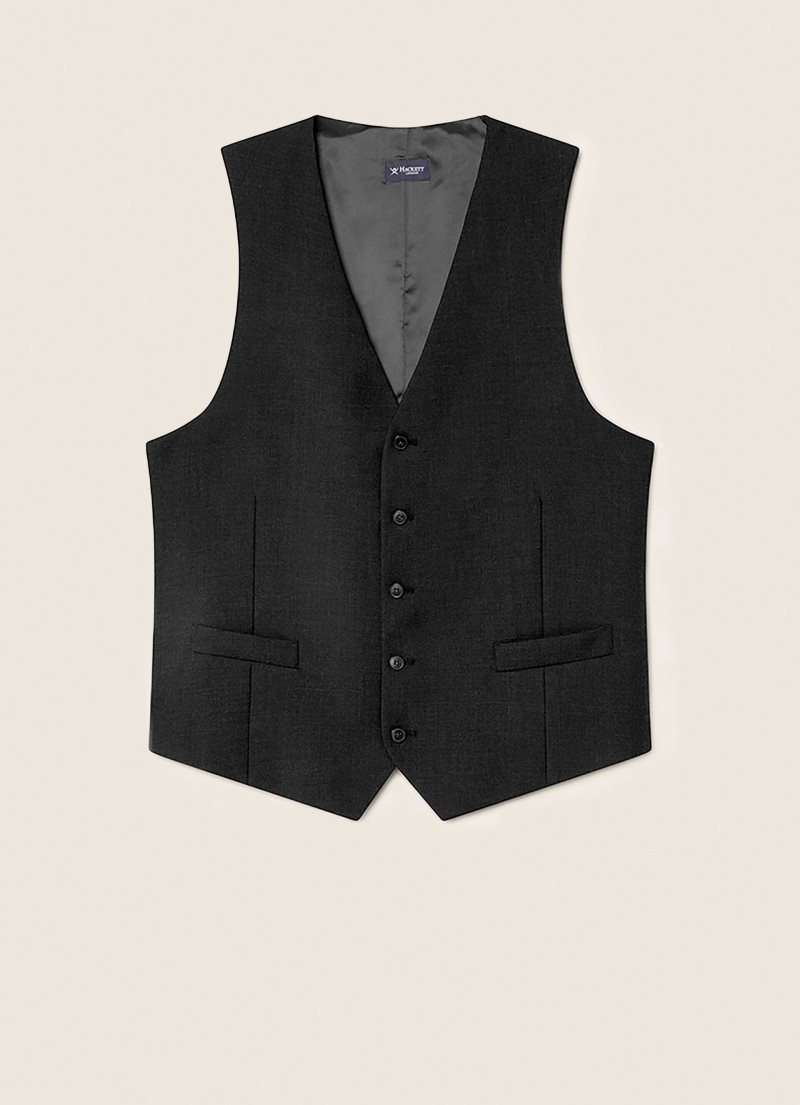 Hackett Plain Ull Waistcoat Kostymer Herr Svarta | DSNPHF-364