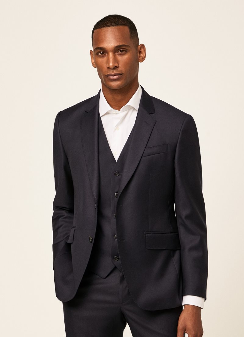 Hackett Plain Ull Waistcoat Kostymer Herr Marinblå | ZVICLP-478