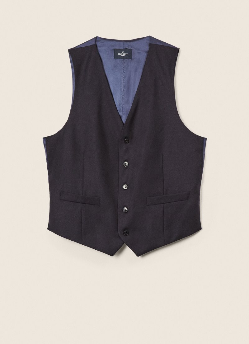 Hackett Plain Ull Waistcoat Kostymer Herr Marinblå | ZVICLP-478