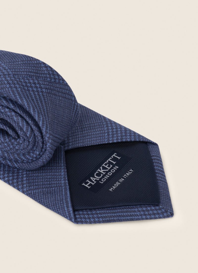 Hackett Prince Of Wales Linen Slipsar Herr Marinblå | PFWBVE-742