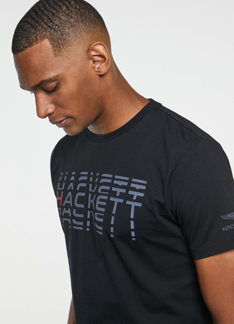 Hackett Printed Logo T-shirt Herr Svarta | FZGDEK-765