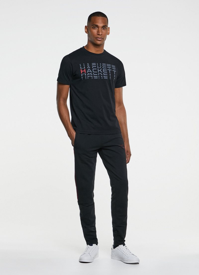 Hackett Printed Logo T-shirt Herr Svarta | FZGDEK-765