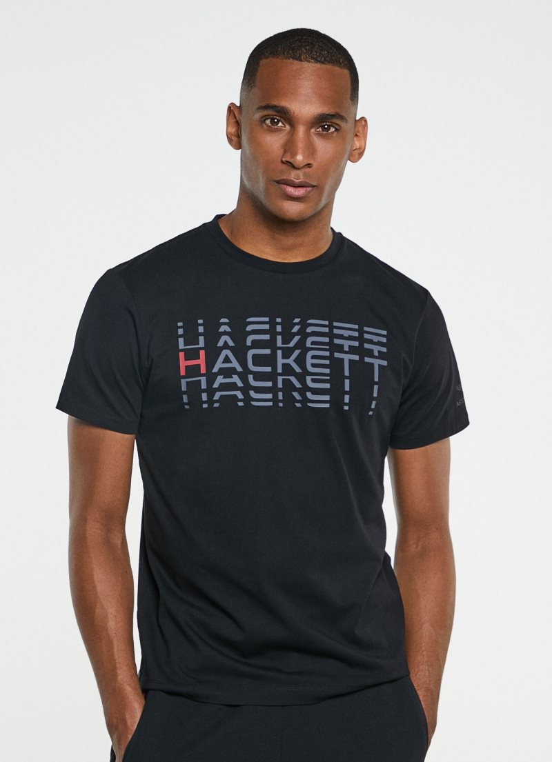 Hackett Printed Logo T-shirt Herr Svarta | FZGDEK-765