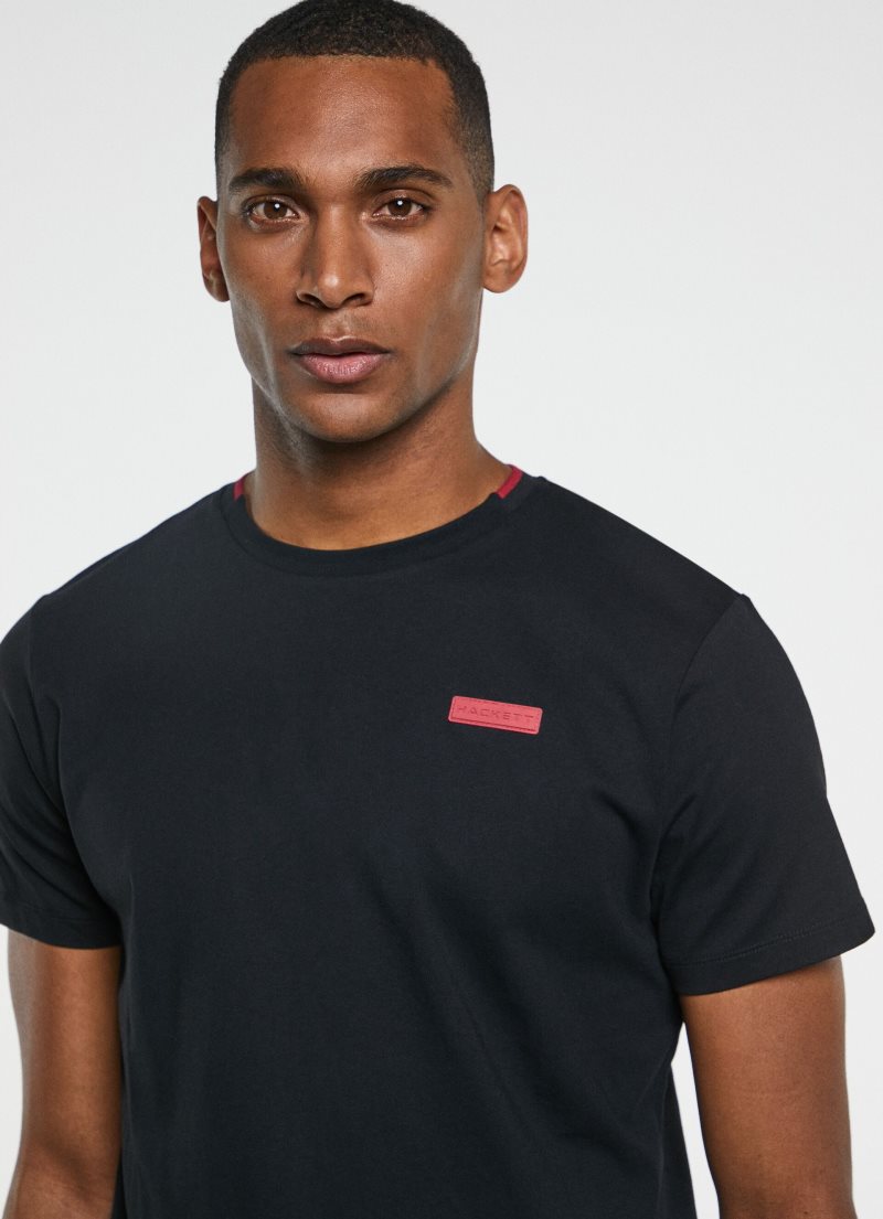 Hackett Printed Logo T-shirt Herr Svarta | HLPCOV-819