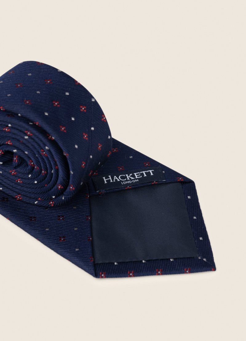 Hackett Printed Slipsar Herr Marinblå | NAPRJU-598