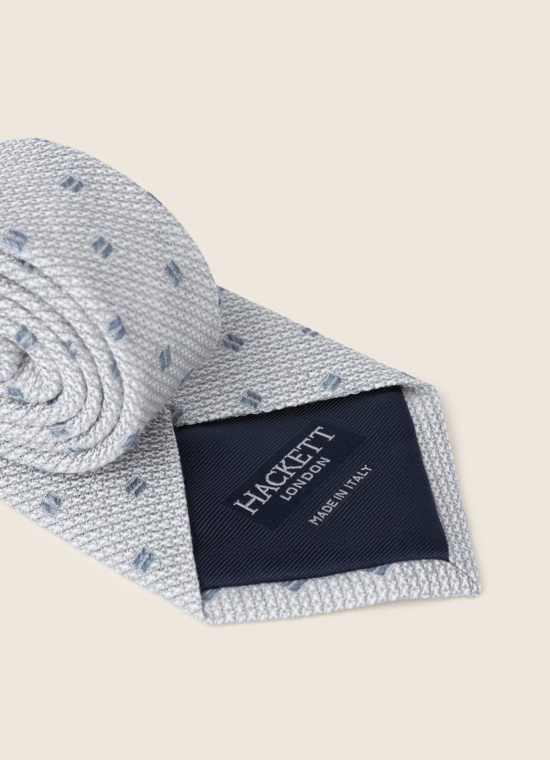 Hackett Printed Slipsar Herr Silver | BWMSUF-084