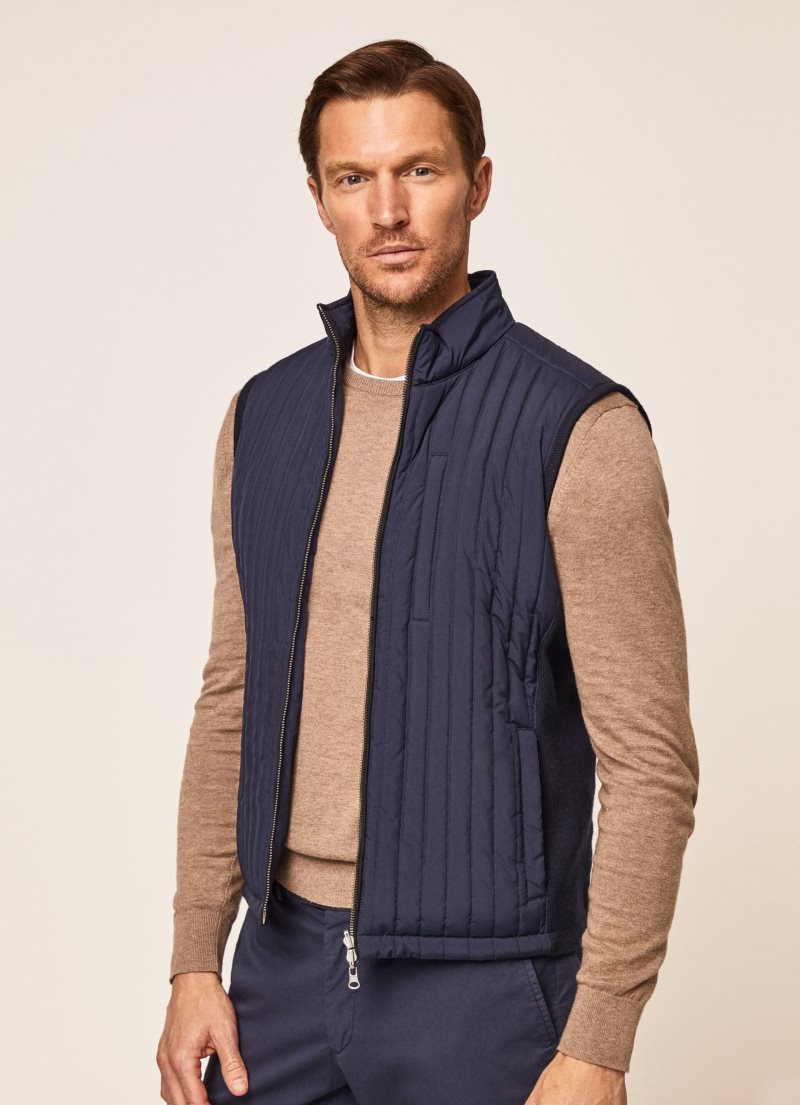 Hackett Reversible Zip Gilet Jacka Herr Marinblå | TPKIVG-561