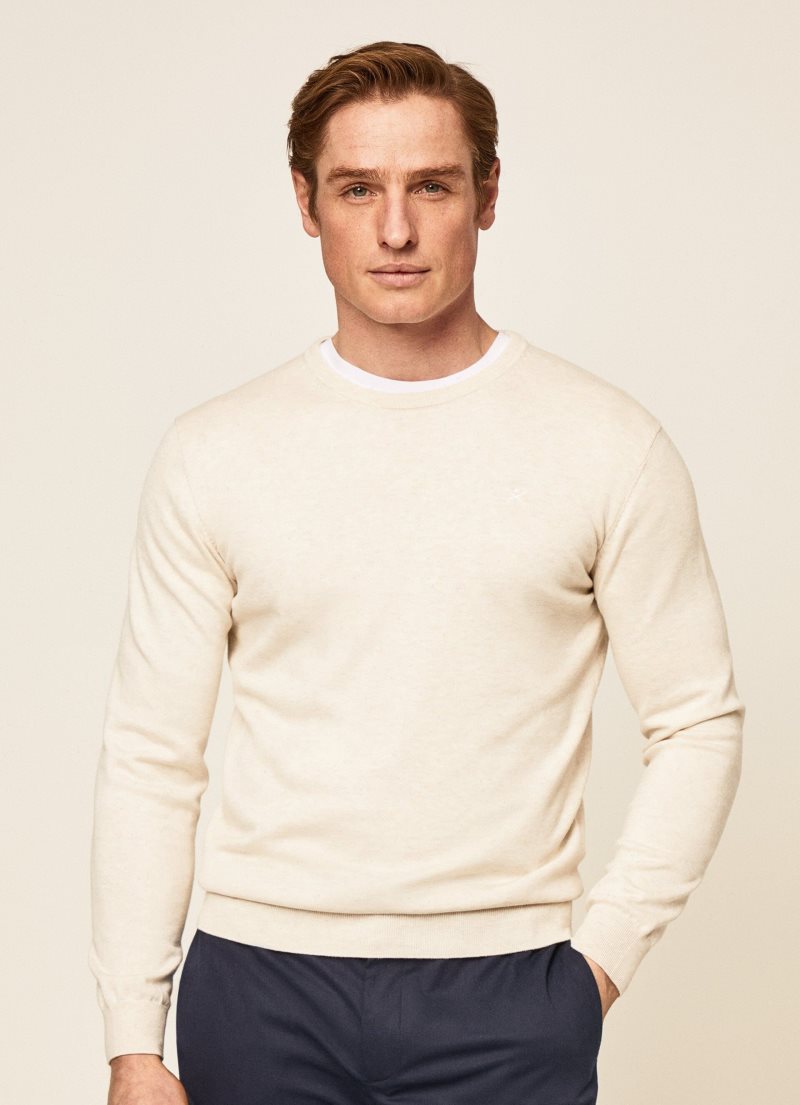 Hackett Rounded Collar Jersey Stickat Herr | ASFHXV-890