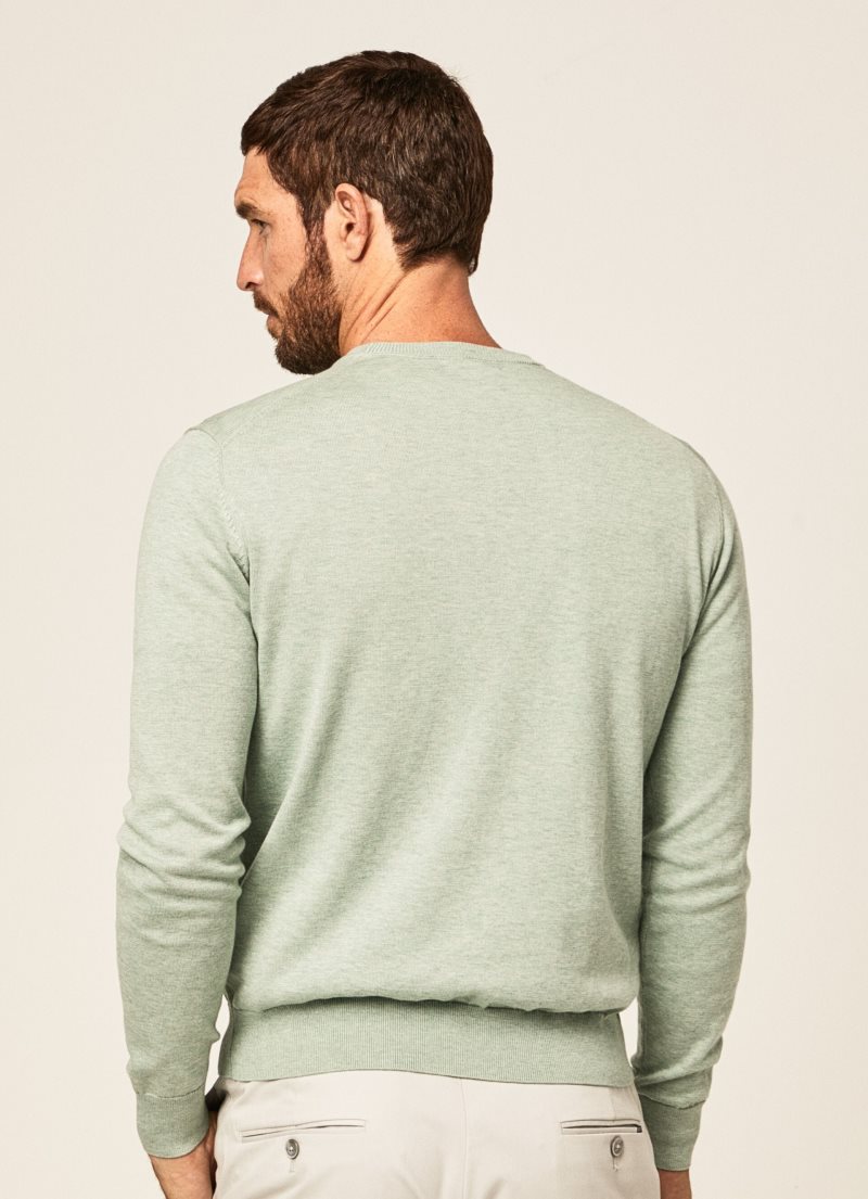 Hackett Rounded Collar Jersey Stickat Herr Gröna | HFYWAN-879