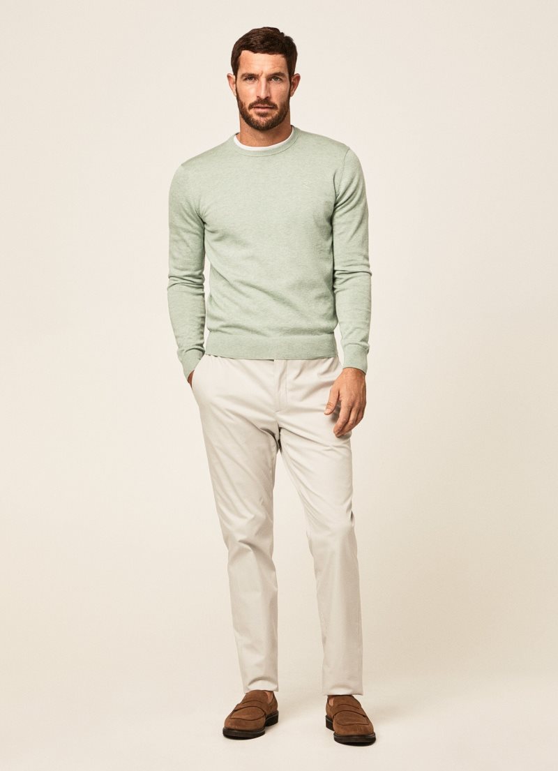 Hackett Rounded Collar Jersey Stickat Herr Gröna | HFYWAN-879