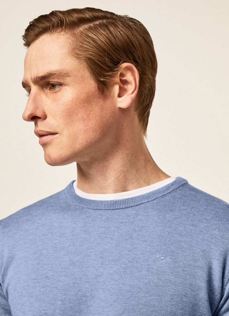 Hackett Rounded Collar Jersey Stickat Herr | MHXTDJ-234