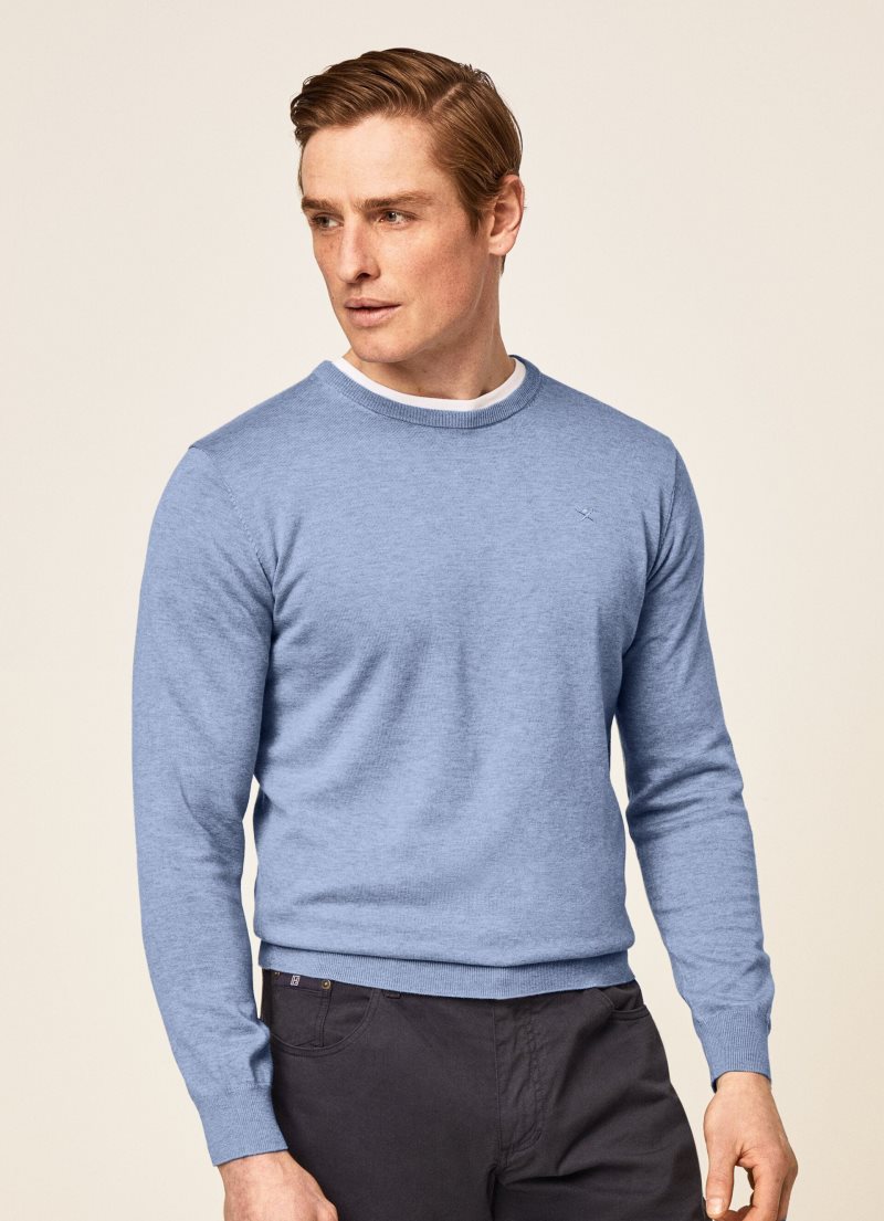 Hackett Rounded Collar Jersey Stickat Herr | MHXTDJ-234