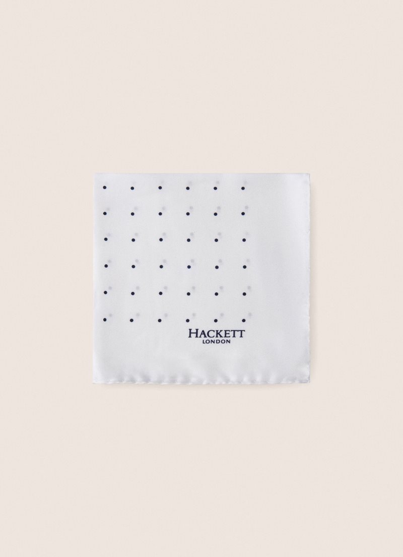 Hackett Silk Handkerchief Slipsar Herr Vita Marinblå | YQUTMN-836