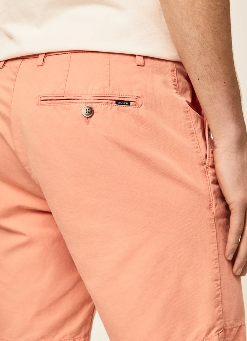 Hackett Slim Fit Bomull Linen Shorts Herr Korall | CIVBMP-493