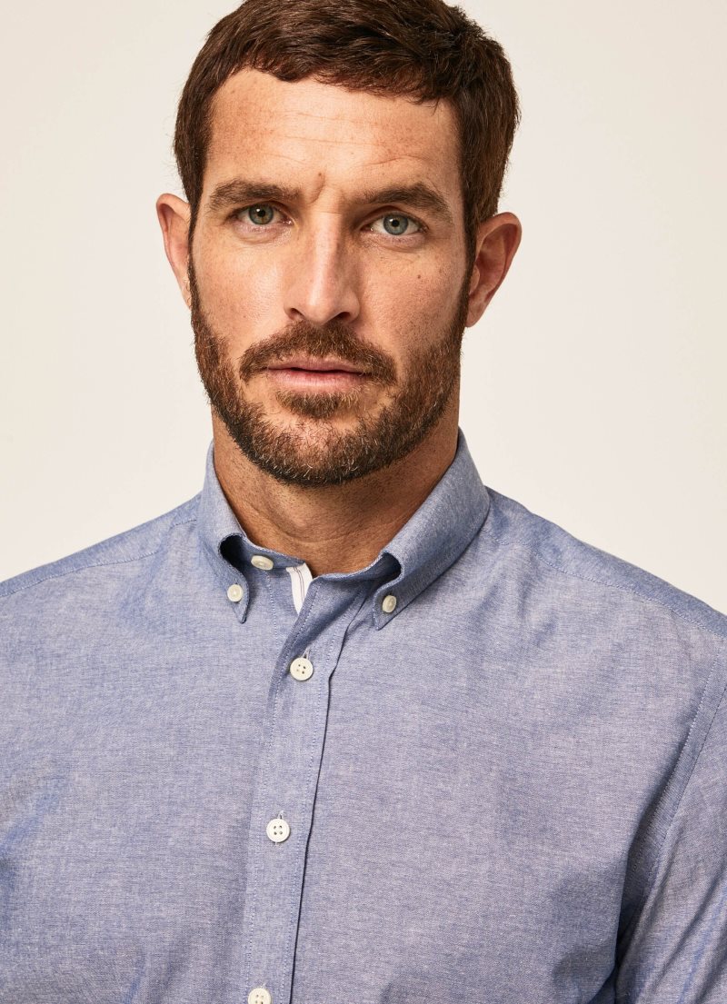 Hackett Slim Fit Chambray Bomull Skjorta Herr | PFLCIW-630