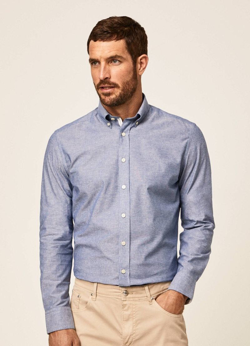 Hackett Slim Fit Chambray Bomull Skjorta Herr | PFLCIW-630