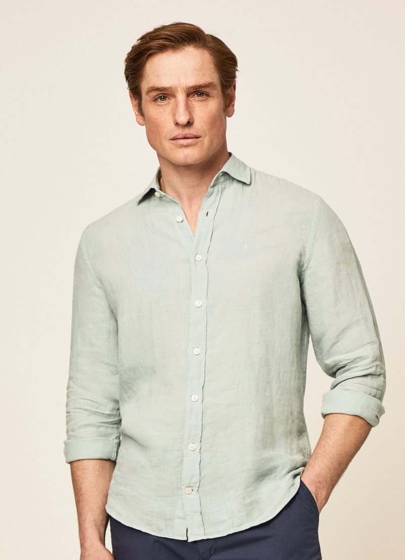 Hackett Slim Fit Linen Skjorta Herr | AQFZHX-690