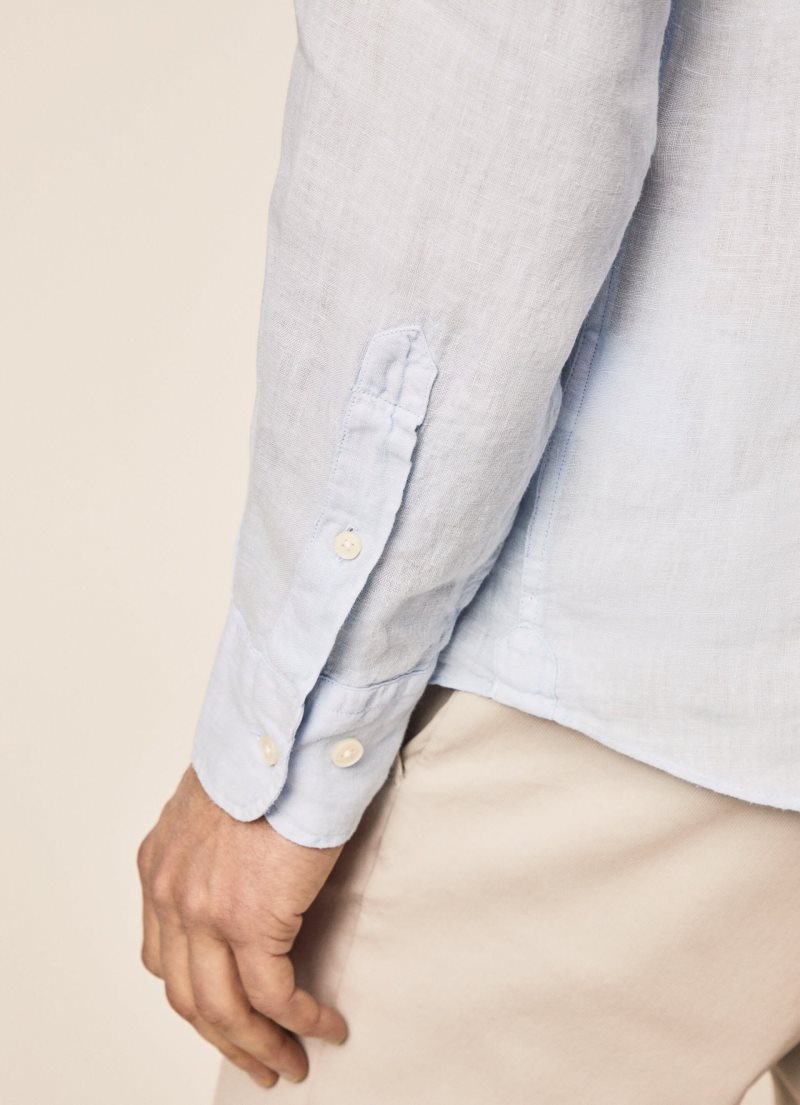 Hackett Slim Fit Linen Skjorta Herr Blå | SVHCRJ-183